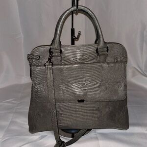 Beyond Best Gray Cowhide Leather Reptile Satchel